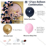 121pcs Navy Blue Balloon Garland Baby Pink Gold Baby Shower Balloons Birthday Party Valentine's Day Wedding Anniversary Decor