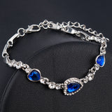 2020 New Korean Fashion Jewelry Crystal Heart Charm Bracelets & Bangles Pulseiras Blue Rhinestone Bracelets For Women