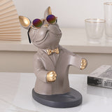 Cifeeo Home Decoration Accessory Figurine Miniature French Bulldog Sculpture Wine Rack Table Decor Modern Living Room Decorative Statue