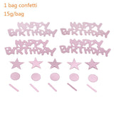 Rose Gold 21st Birthday Party Decoration Happy Birthday Balloons Banner Popcorn Garland for 21 Years Old Party Supplies