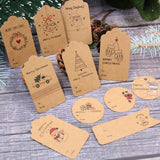 50PCS Christmas Kraft Paper Tags With Hemp Rope Deer/Tree/Santa Claus for 2021 Xmas Decoration Crafts Wrapping Hanging Labels