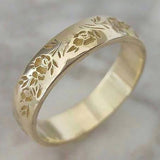 Vintage Carved Flower Pattern Ring for Women Multi Size Statement Wedding Anniversary Finger Ring Jewelry Gift for Wife