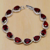 Back to school Cifeeo  Water Drop Red White Topaz  Jewelry Sets Women Stud Earrings/Pendant/Necklace/Ring/Bracelet Gift