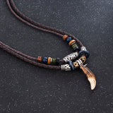 Graduation Gift  1PC Men's Bohemia Tooth Pendant Leather Beaded Weaved Necklace Christmas Gift Jewelry statement necklace initial necklace