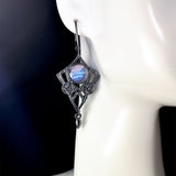 Cifeeo  Black Gold Blue Stone Gothic Pendant Earrings Vintage Creative Drop Dangle Bohemia Ethnic Style Earrings New Trendy Jewelry Gift