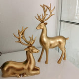 NORTHEUINS Resin Golden Deer Bull Figurines for Interior Nordic Animal OX Statue Official Sculptures Home Decoration Accessories