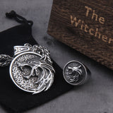 Christmas Gift the Wizard wolf head pendant necklace for Geralt with a The Wild Hunt 3 Figure TV