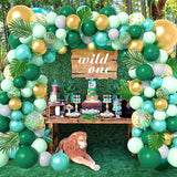 PATIMATE 167pcs Green Balloon Garland Latex Balloon Arch Safari Jungle Party Wild One Birthday Party Decoration Kids Baby Shower