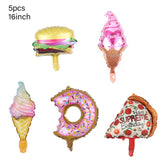 Cifeeo 1set Ice Cream Donut Lip Popcorn Candy Foil Balloons Baby Shower Happy Birthday Party Decoration Balloon Boy Girl Kid Cute Toys