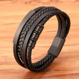 Christmas Gift Fashion New Style Hand-woven Multi-layer Combination Accessory Stainless Steel Men's Leather Bracelet Classic Gift Big Sale