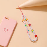 Cifeeo Ins Trendy Colorful Smiling Beads Chain Mobile Phone Chain Anti-lost Handmade Acrylic Cord Lanyard for Women Gifts