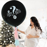 36inch Gender Reveal Balloon Black Latex Confetti Globos Fun Baby Party Decoration He or She Boy or Girl Baby Shower Supplies
