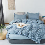 Cifeeo Green Brown Plaid Duvet Cover 220x240 Pillowcase Bed Sheet 4pcs Fashion Bedding Set Quilt Cover Four-Pieces Set Soft Bed Linens