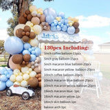 133pcs Birthday Balloons Coffee Brown Skin Color Macaron Blue Yellow Balloon Arch Garland Kit Bridal Baby Shower Decor Supplies