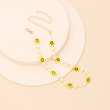 Smile Pearl Necklace for Women Choker Beaded Clavicle Chain Necklaces Rice Beads Fashion Bohemian Smile Trend Jewelry 2021