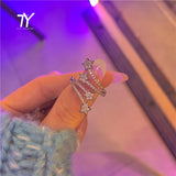 French Romantic Star Silvery Opening Ring For Woman Korean Fashion Jewelry New Gothic Party Student Girl's Unusual Sexy Ring Set