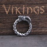 Viking Style Stainless Steel Huge Ouroboros Snake Ring for Men Male Fashion Jewelry and a cotton chain as gift