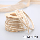 10M/Roll Vintage Jute Burlap Rolls Hessian Ribbon With Lace Wedding Party Xmas New Year  Decoration DIY Craft Gift Wrapping