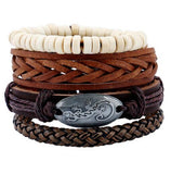 ZOSHI 4-6PC Vintage Multilayer Leather Bracelet For Men Fashion Braided Handmade Rope Wrap Bead Charm Woven Bracelets Male Gift