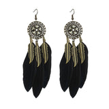 Cifeeo  Creative Retro Ethnic Women's Earrings Long Bohemian Style Feather Tassel Earrings