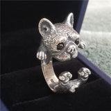 Christmas Gift Ring for Men Women Japanese Style Cute Cat Ring Simplicity Fashion Jewelry  Gifts Blue Rhinestone Eyes Dog Rings