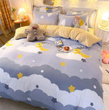 Cifeeo Colorful Rainbow Bedding Set with Duvet Cover  Bedsheet Pillowcase Fashion AB Version Pattern Quilt Cover Bed Linen All Season