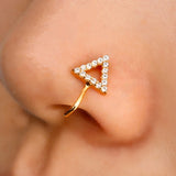 1Pc Crystal Triangle Fake Nose Ring Non Piercing Clip On Nose Ring Indian Style Nose Cuff Fake Piercing Septum Nariz Gem Jewelry