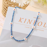 Cifeeo Trendy Bead Strand Beaded Choker Necklace For Women Bohemian Colorful Handmade Short Daisy Pearl Necklace Collar Jewelry