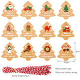 Christmas Gift 48sets Merry Christmas Gift Tags Santa Claus Snowman Xmas Tree Shape DIY Hang Tags with Rope New Year Party Gift Wrapping Labels