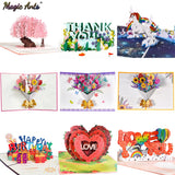 3D Pop-Up Cards Flowers Birthday Card Anniversary Gifts Postcard Maple Cherry Tree Wedding Invitations Greeting Cards