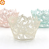 Christmas Gift 10PCS Lovely Butterfly Little Vine Lace Laser Cut Cupcake Paper Wrapper Liner Baking Cup Home/Wedding/Birthday Party Decoration