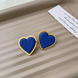 Cifeeo Korean New Style Simple Blue Bow Earrings Fashion Versatile Geometric Earrings Female Jewelry