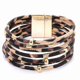 Leopard Leather Bracelets For Women 2023 Fashion Bracelets & Bangles Elegant Multilayer Wide Wrap Charm Bracelet Jewelry