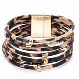 Leopard Leather Bracelets For Women  Fashion Bracelets & Bangles Elegant Multilayer Wide Wrap Charm Bracelet Jewelry