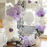 Christmas Gift 190pcs Purple White Silvery Latex Balloons Garland Wedding Baby Shower Home Decors Birthday Decoration  Party Decor Gold Party