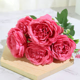 Christmas Gift Best Selling Beautiful Rose Peony Artificial Silk Flowers Small White Bouquet Home Party Winter Wedding Decoration Fake Flowers