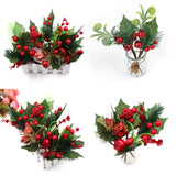 1Pcs Christmas Decor Artificial Flower Stamens Pearl Branches Mixed Berry For Wedding Decoration DIY Gift Box Craft Fake Flowers