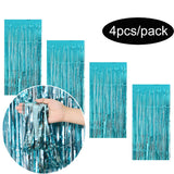 4pcs/Pack Glitter Backdrop Fornite Curtain Bachelorette Party Birthday Party Decorations Tinsel Curtain Wedding Decoration Birth