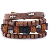 ZOSHI 4-6PC Vintage Multilayer Leather Bracelet For Men Fashion Braided Handmade Rope Wrap Bead Charm Woven Bracelets Male Gift