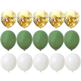 Christmas Gift 15/20pcs 10inch Balloon Kit Avocado Green White Gold Confetti Balls Birthday Wedding Jungle Party DIY Decoration Home Supplies