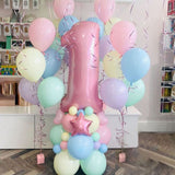 Christmas Gift 63pcs Pink 1st 2nd 3rd Number Balloon Pack Pastel Latex Balloons Air Balons Party Birthday Girl Decor Event Party Balon Decor