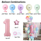 Christmas Gift 63pcs Pink 1st 2nd 3rd Number Balloon Pack Pastel Latex Balloons Air Balons Party Birthday Girl Decor Event Party Balon Decor