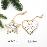 Christmas Gift 2PCS/Lot DIY Creative Small Hollow Christmas Wooden Ornaments For Home Christmas Party Ornament Decorations Kids Gift Supplies