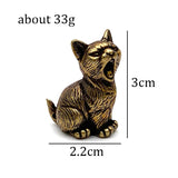Vintage Brass Cute Cat Pocket Incense Holder Small Tea Pet Ornament Animal Pussycat Figurines Miniatures Desk Decorations Gifts