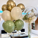 Christmas Gift 15/20pcs 10inch Balloon Kit Avocado Green White Gold Confetti Balls Birthday Wedding Jungle Party DIY Decoration Home Supplies