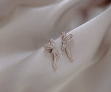 new inlaid zircon Bow Earrings Korean sexy women jewelry temperament Party Wedding Earrings Fashion student Earrings