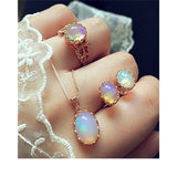 ZOSHI Vintage Gem Jewelry Set Fashion Women Jewelry Sets Antique Crystal Round Stone Pendant Necklace Sets 3Pc