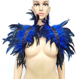 Feather Shrug Shawl Feather Fake Collar Shoulder Wrap Cape Gothic Collar with Ribbon Ties Halloween Cosplay Costume Party Scarf Women