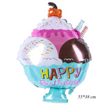 Christmas Gift Pink Donut Candy Ice Cream Popcorn Aluminum Foil Balloon Baby Gift Happy Birthday Decoration Inflatable Helium Sweet Kid Toy