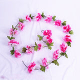 Artificial Flowers Silk Wedding Arch Fake Sakura Plastic Vine Hanging Ceiling Garland Cherry Blossom Home Pipe Backdrop Decor